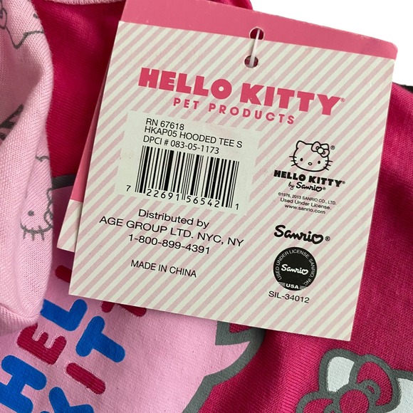 NEW Hello Kitty Dog Hoodie Shirt Graphic Print Pink Size S - Picture 9 of 10